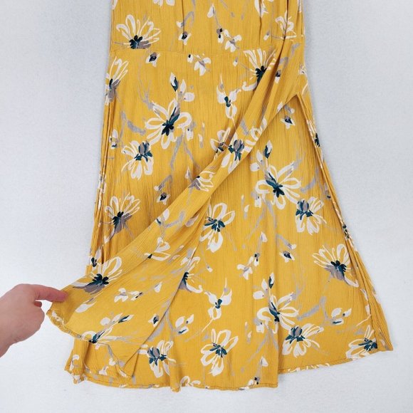 Oneill Skirt Womens Small Yellow Floral Maxi Double Slit Beach Swim Cover Casual - Picture 5 of 16